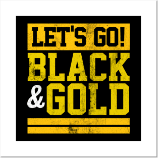 Let's Go Black & Gold Team Favorite Colors Vintage Game Day Posters and Art